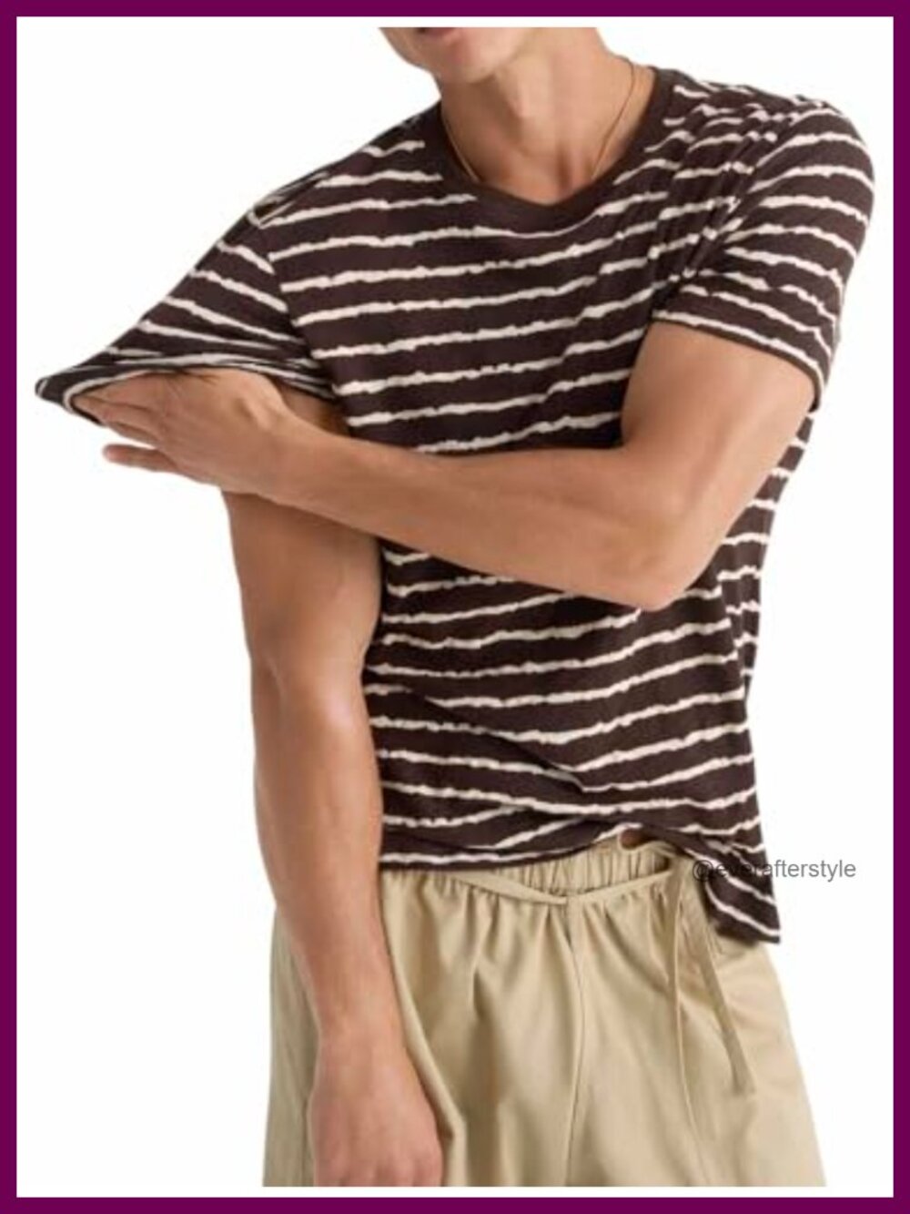 Slub Jersey Striped Crewneck Tee Short Sleeve Regular Fit Casual